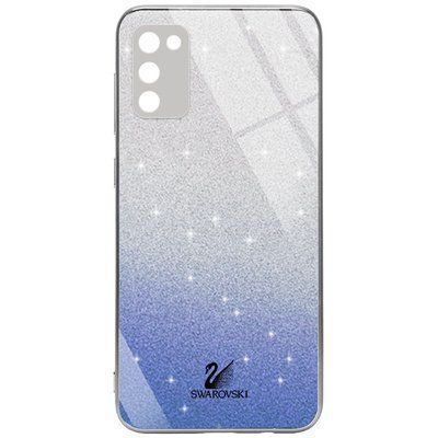Чехол TPU+Glass с блестками Swarovski для Samsung Galaxy A02s Синий 59712