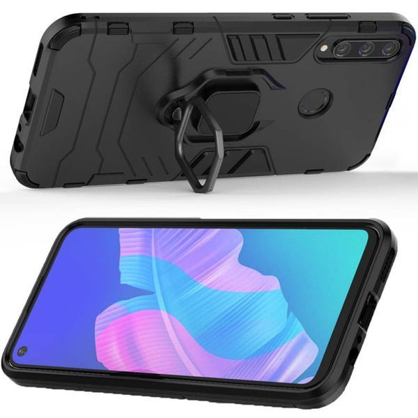 Противоударный чехол Transforme Ring для Huawei P40 Lite E / Y7P 2020 Черный / Soul Black 43321