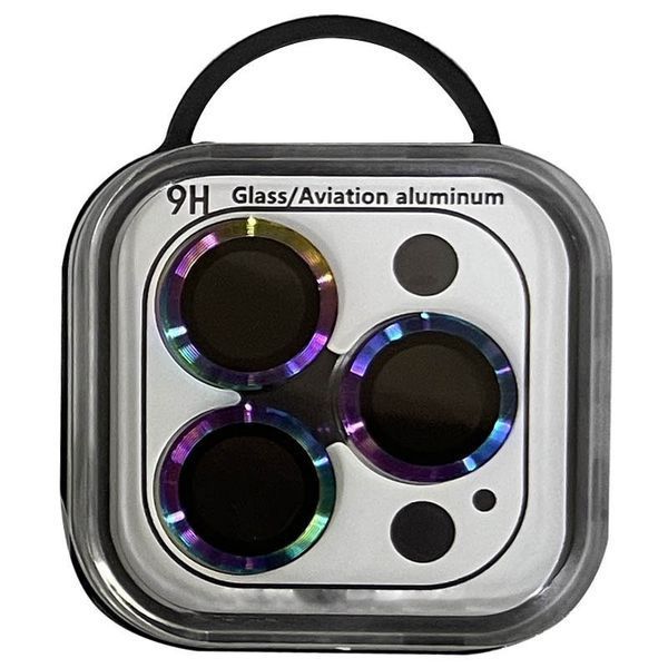 Захисне скло Metal Classic на камеру для IPhone 15 Pro / 15 Pro Max Бузковий / Rainbow 81282
