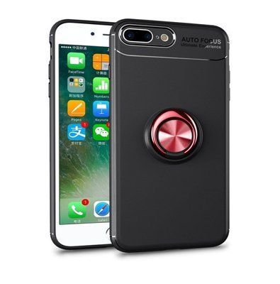 Чохол Din Color Magnet Ring для Iphone 7 Plus / 8 Plus Чорний / Червоний 35010