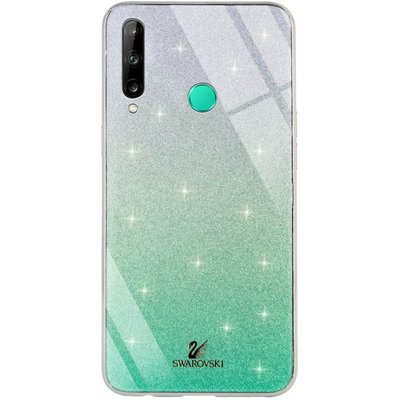 Чехол TPU+Glass с блестками Swarovski для Huawei P40 Lite E / Y7P 2020 Бирюзовый 43834