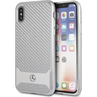 Чехол алюминиевый Mercedes Benz для Iphone X / XS Серебряный / Silver 68396