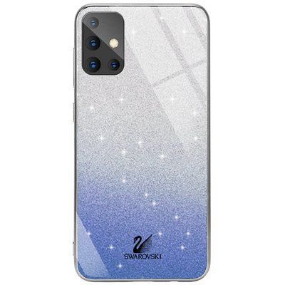 Чохол TPU+Glass з блискітками Swarovski для Samsung Galaxy A51 Синій 56086