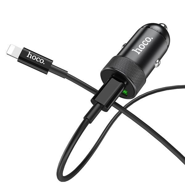 Автомобильное зарядное устройство Hoco Z32B PD+Quick Charge 3.0 + Type-C to lightning 1USB / 18W / 4.5A Black 47296