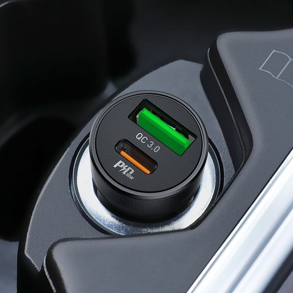 Автомобильное зарядное устройство Hoco Z32B PD+Quick Charge 3.0 + Type-C to lightning 1USB / 18W / 4.5A Black 47296