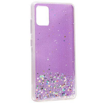 Чехол с блестками Shine Glitter для Samsung Galaxy A51 Прозрачный / Сиреневый 54405
