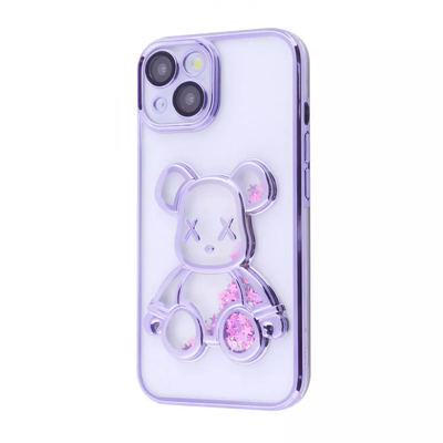 Чохол Shining Bear з блискітками для Iphone 15 Purple 82391