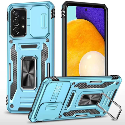 Противоударный чехол Camsh Army Ring для Samsung Galaxy A73 Голубой / Light Blue 65838