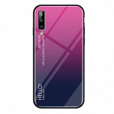 Чехол TPU+Glass Gradient HELLO для Samsung Galaxy A7 2018 A750 Rose 33318