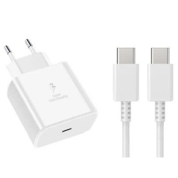 Мережевий зарядний пристрій Samsung Type-C 45W+кабель Type-C to Type-C 1м ААА box White 88418
