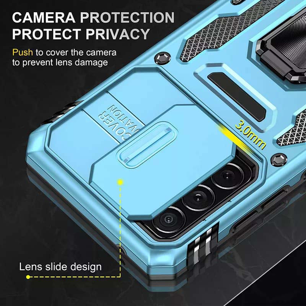 Противоударный чехол Camsh Army Ring для Samsung Galaxy A73 Голубой / Light Blue 65838
