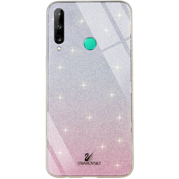 Чехол TPU+Glass с блестками Swarovski для Huawei P40 Lite E / Y7P 2020 Розовый 43835