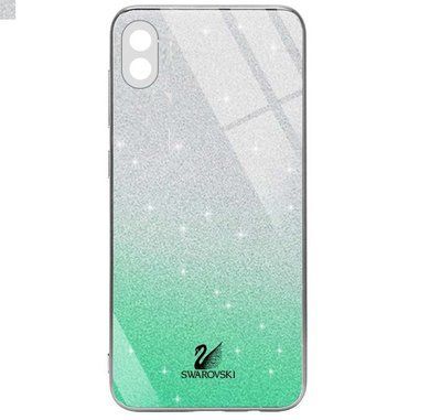Чехол TPU+Glass Swarovski Full для Xiaomi Redmi 9A Бирюзовый 48180
