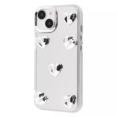 Чохол Mirror Shine для iPhone 15 Hearts 83225