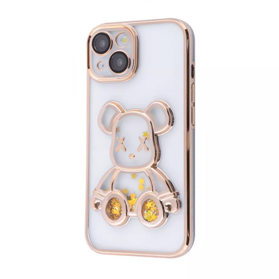 Чохол Shining Bear з блискітками для Iphone 15 Gold 82392
