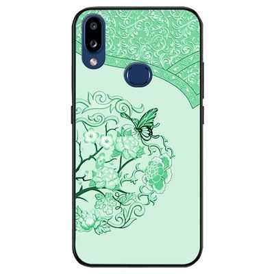 Чохол TPU+Glass Night case для Samsung Galaxy A10s 2019 A107 Метелик з квітами / Бірюзовий 50219
