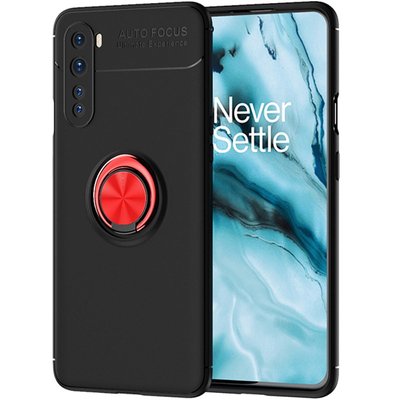 Чехол Din Color Magnet Ring для OnePlus Nord Черный / Красный 60121