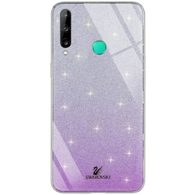 Чехол TPU+Glass с блестками Swarovski для Huawei P40 Lite E / Y7P 2020 Фиолетовый 43837