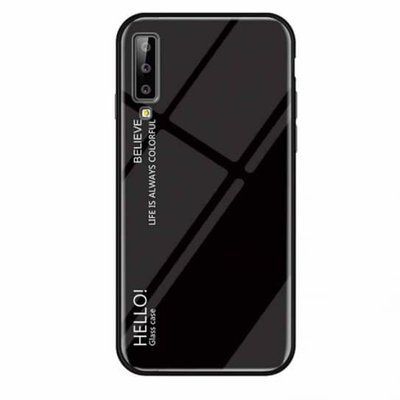 Чехол TPU+Glass Gradient HELLO для Samsung Galaxy A7 2018 A750 Black 33319