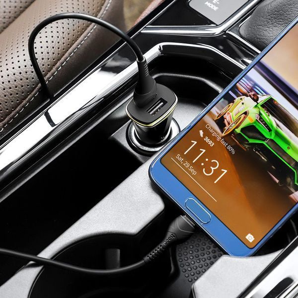 Автомобильное зарядное устройство Hoco Z31 MicroUSB Quick Charge 3.0 2USB / 3.4A Black 42865