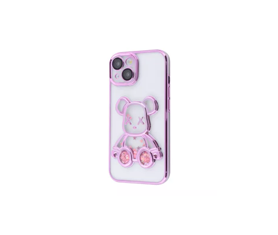 Чохол Shining Bear з блискітками для Iphone 15 Rose gold 82393