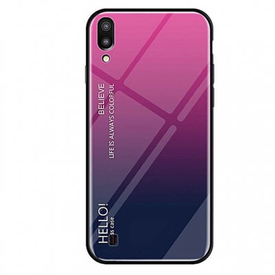 Чехол TPU+Glass Gradient HELLO для Samsung A105 Galaxy A10 2019 Малиновый 34117