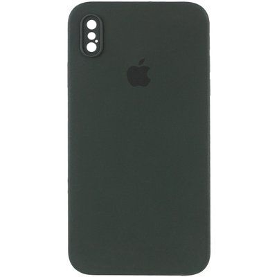 Чехол Silicone Case Square для Iphone X / XS Зеленый / Black Green 53345