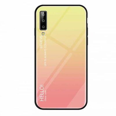 Чехол TPU+Glass Gradient HELLO для Samsung Galaxy A7 2018 A750 Pink 33320