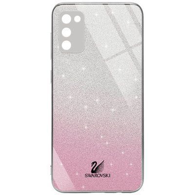 Чехол TPU+Glass с блестками Swarovski для Samsung Galaxy A02s Розовый 59716