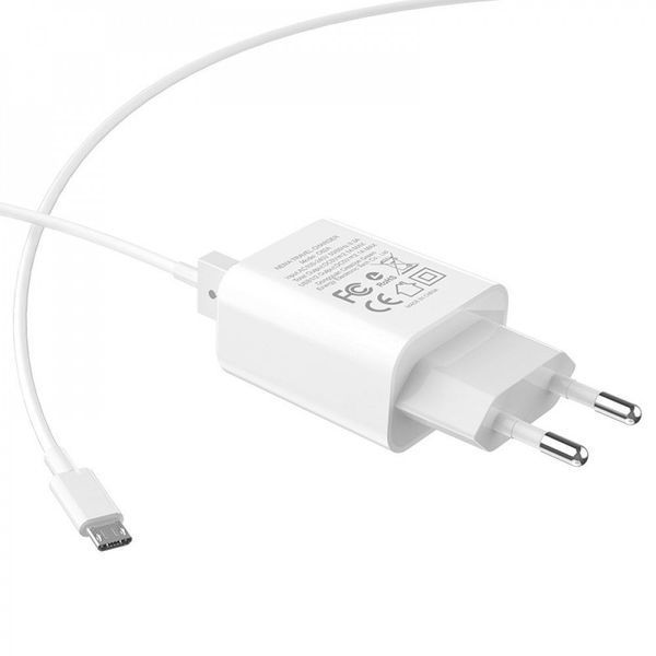 Сетевое зарядное устройство Hoco C62A + кабель MicroUSB 2USB 2.1A White 42364