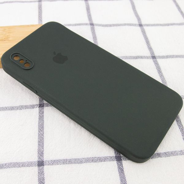 Чехол Silicone Case Square для Iphone X / XS Зеленый / Black Green 53345