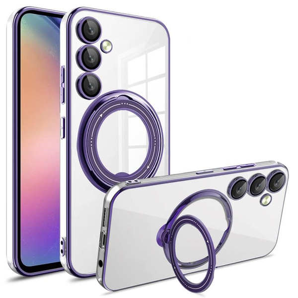 Чохол з підставкою MagSafe для Samsung Galaxy S24 Ultra Прозорий/Фіолетовий