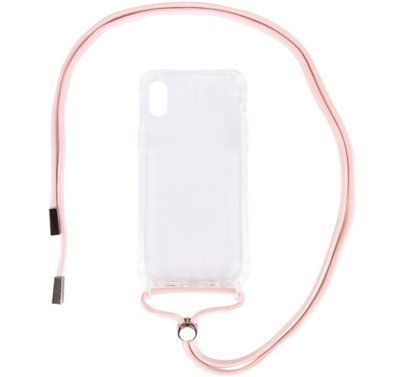 Чехол Crossbody Transparent со шнурком для Iphone XS Max Пудровый 57161
