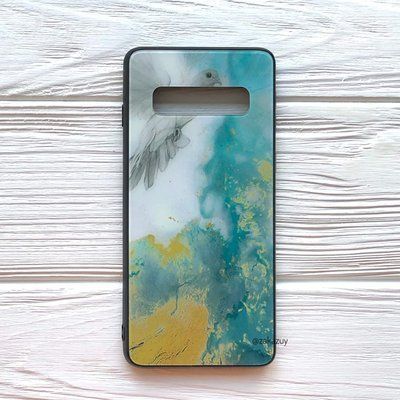Чехол TPU+Glass Luxury Marble для Samsung G973 Galaxy S10 Голубь 34083