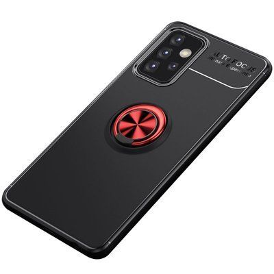 Чехол Din Color Magnet Ring для Samsung Galaxy A52 / A52s Черный / Красный 54836