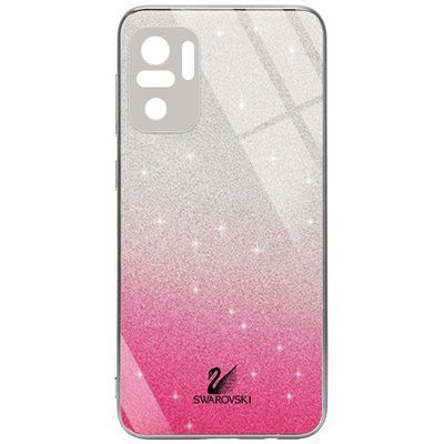 Чехол TPU+Glass Swarovski Full для Xiaomi Redmi Note 10 / Note 10s / Poco M5s Малиновый 55957