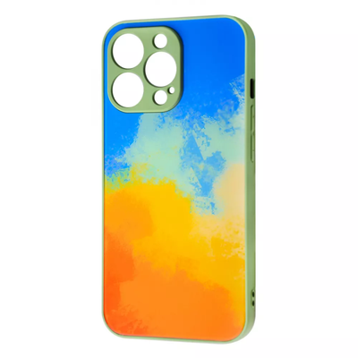 Чохол TPU+Glass Bright NoLogo для IPhone 13 Pro Blue / yellow 61284