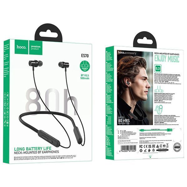 Навушники Bluetooth Hoco ES70 Armour Neck-Mounted Black 83555