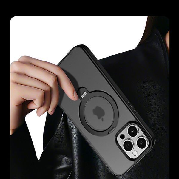 Чохол Metal Buttons MagSafe Colorful HQ Ring для Iphone 14 Pro Max Black 84159