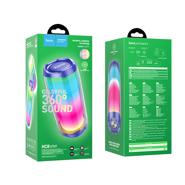 Портативна Bluetooth колонка Hoco HC8 Pulsating colorful Синій 65107