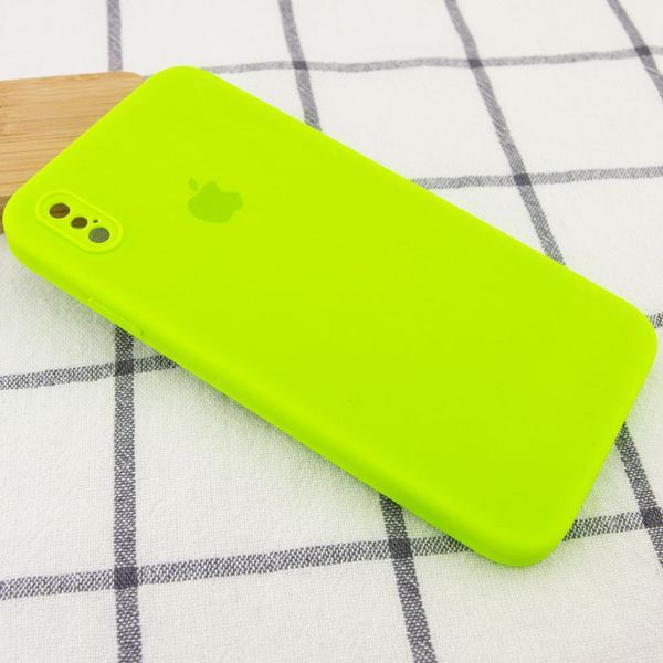 Чохол Silicone Case Square для Iphone X / XS Салатовий / Neon green 53329