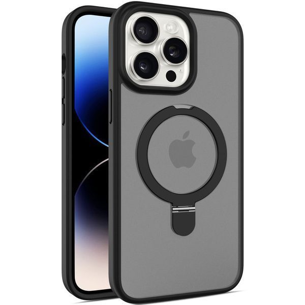 Чохол Metal Buttons MagSafe Colorful HQ Ring для Iphone 14 Pro Max Black 84159