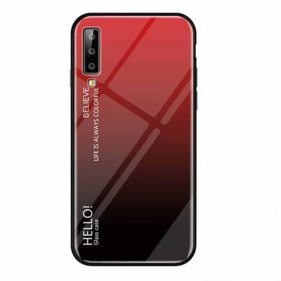 Чехол TPU+Glass Gradient HELLO для Samsung Galaxy A7 2018 A750 Red 33321