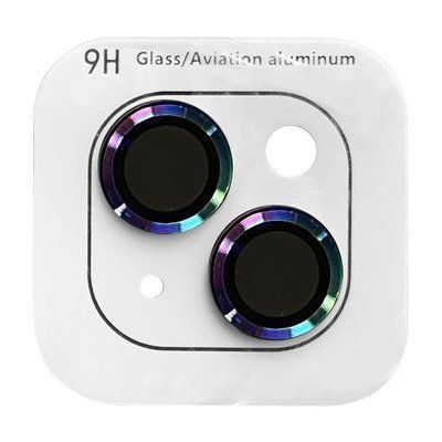 Захисне скло Metal Classic на камеру для IPhone 15 / 15 Plus Бузковий / Rainbow 81287