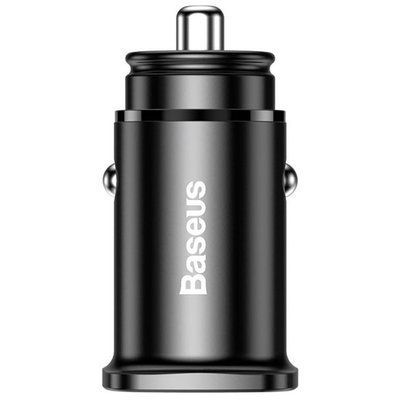 Автомобильное зарядное устройство Baseus Square Metal PD 3.0 Quick Charge 4.0 + 30W USB + Type-C Black 47300
