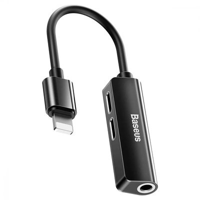 Адаптер Baseus L52 Lightning to 2 Lightning + 3.5 Black 81297