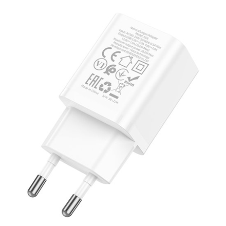Мережевий зарядний пристрій HOCO N26 QC3.0 1USB 18W White 86595