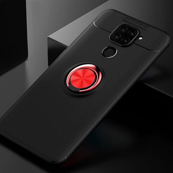 Чехол Din Color Magnet Ring для Xiaomi Redmi Note 9 / Redmi 10X Черный / Красный 43607