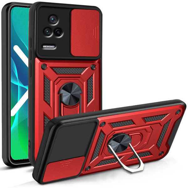 Противоударный чехол Camsh Serg Ring для Xiaomi Poco F4 Красный 65891