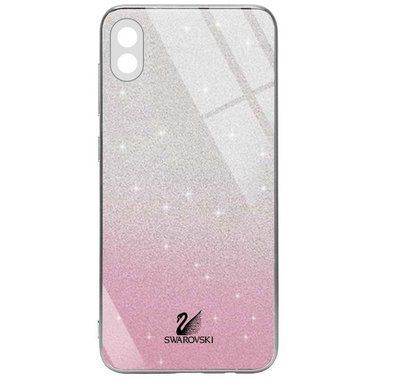Чехол TPU+Glass Swarovski Full для Xiaomi Redmi 9A Розовый 48183